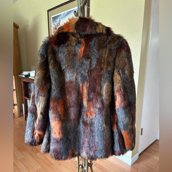 Anthropologie Seen Worn Kept Stevie Faux Fur Boho Multicolor Coat - Picture 7 of 7